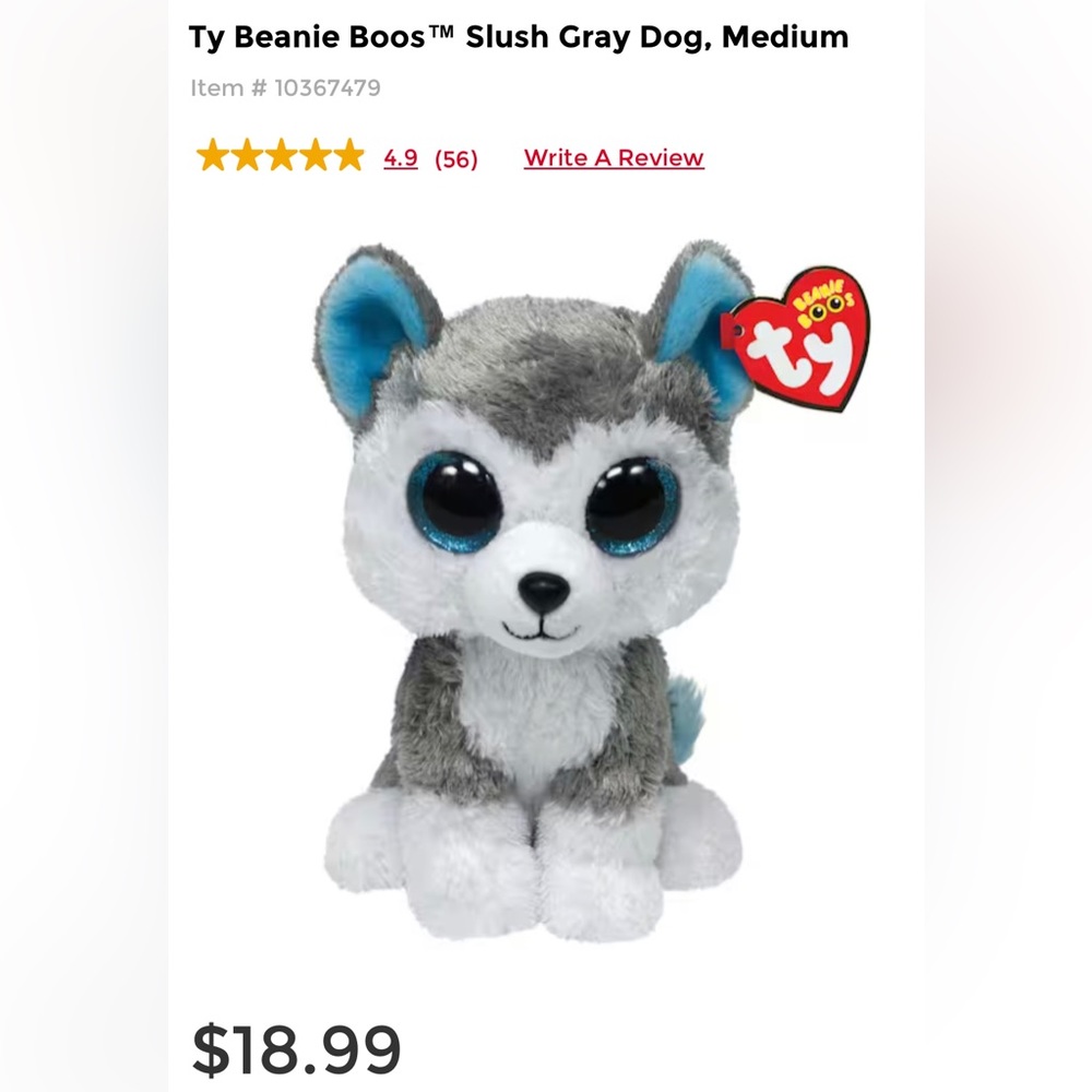 Ty Beanie Boos Slush great wolf Ty Silk Exclusive, 6" Plush